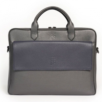 BGents Leder Business Bag grau mit Leder Couvert schwarz